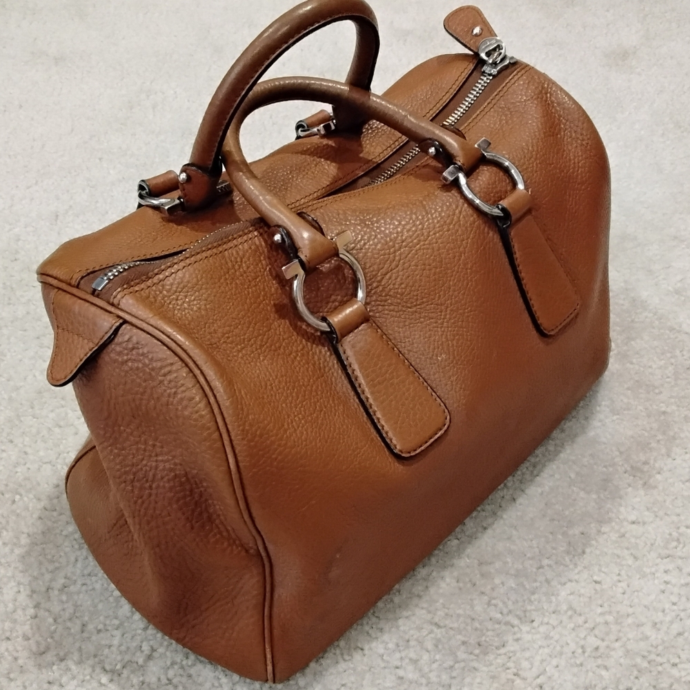 Ferragamo Caramel Pebbled Leather Bag